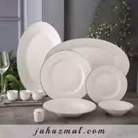 سرویس چینی یاسمن رادیانس سمن 76 پارچه (سفید لب نقره)