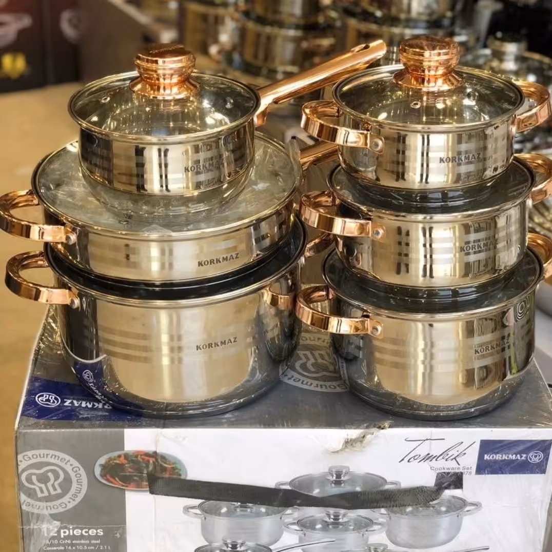  سرویس قابلمه استیل کرکماز  ترکیه12 پارچه 
دسته طلایی 
دسته نقره 