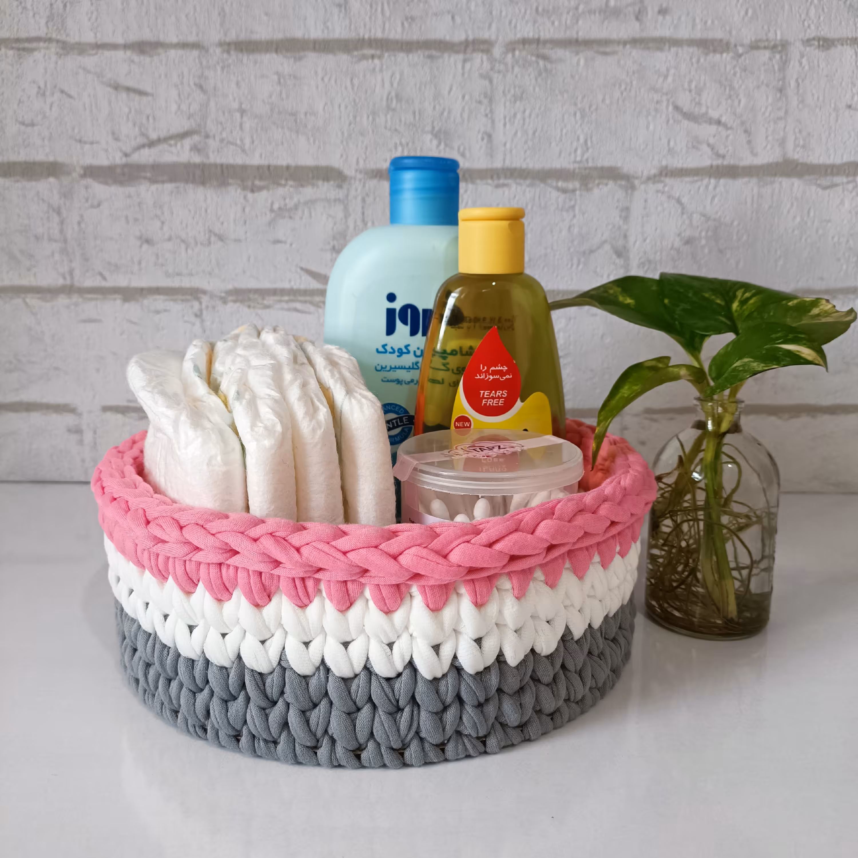 سبد  تریکو صورتی