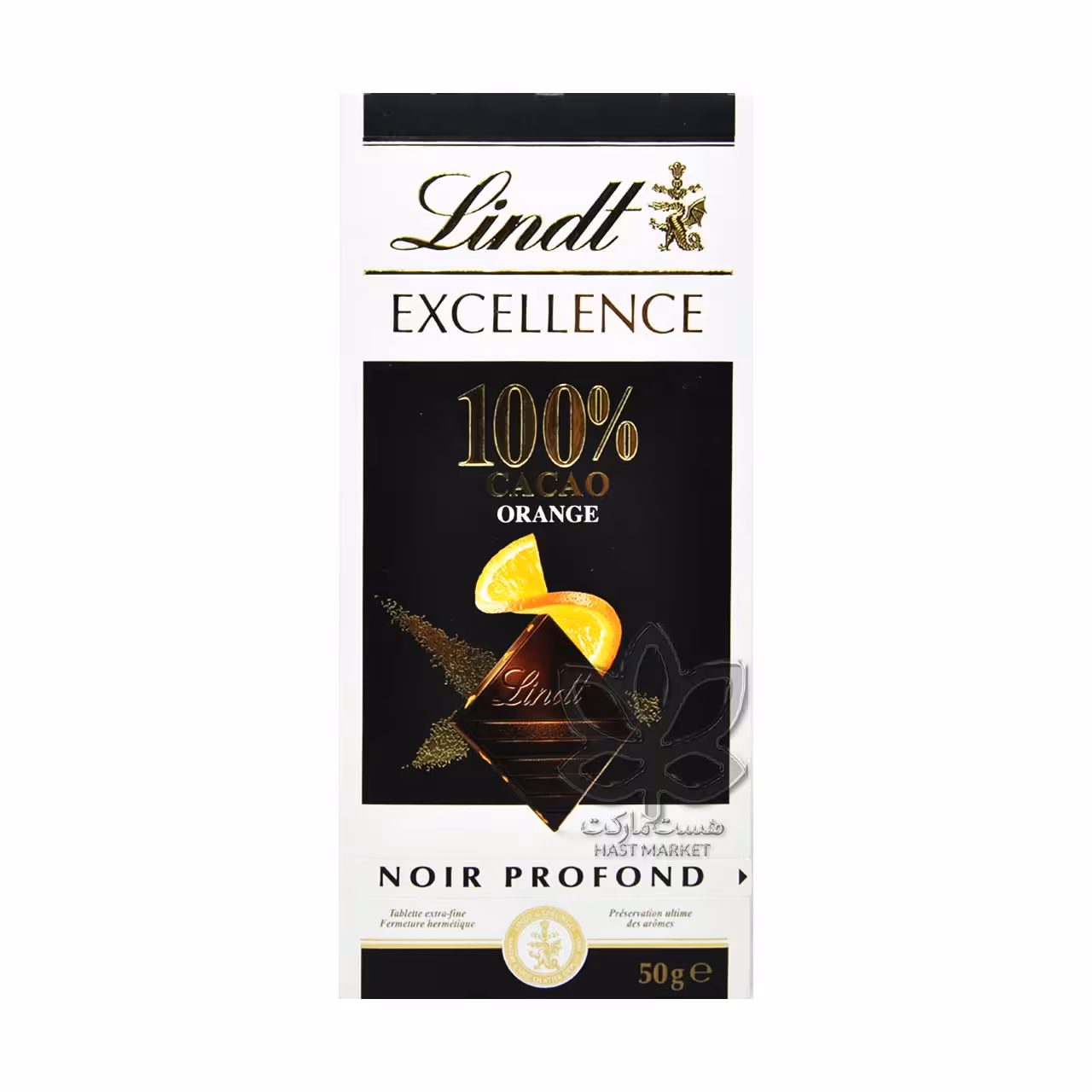 شکلات تلخ 100 درصد پرتقالی 50 گرم اکسلنس لینت - lindt