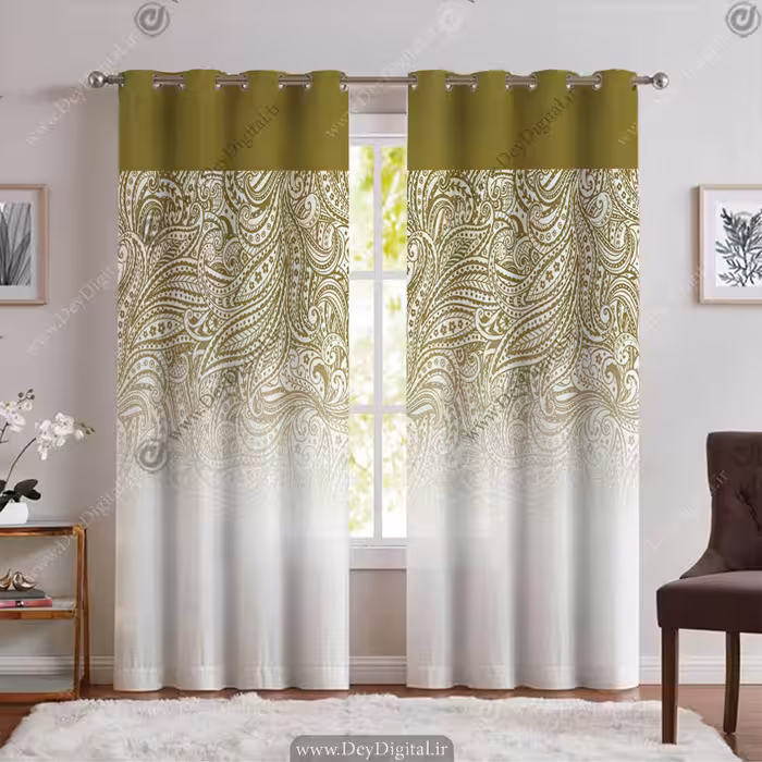 پرده تک رنگ ساده سبز زیتونی SA-2937