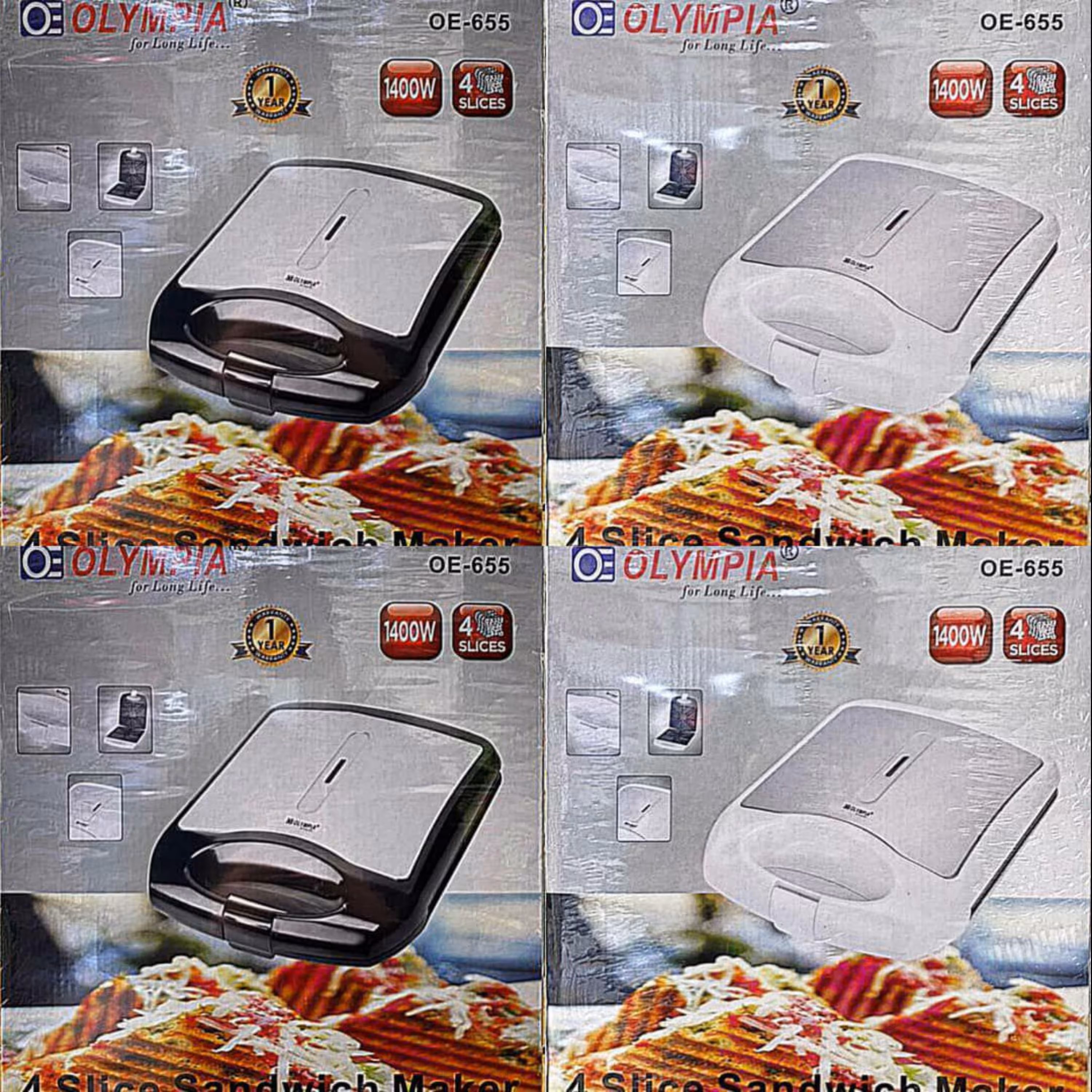ساندویچ ساز و تستر سایز بزرگ 8 خانه مارک المپیا OLYMPIA  دارای 4 خانه مربعی و 8 