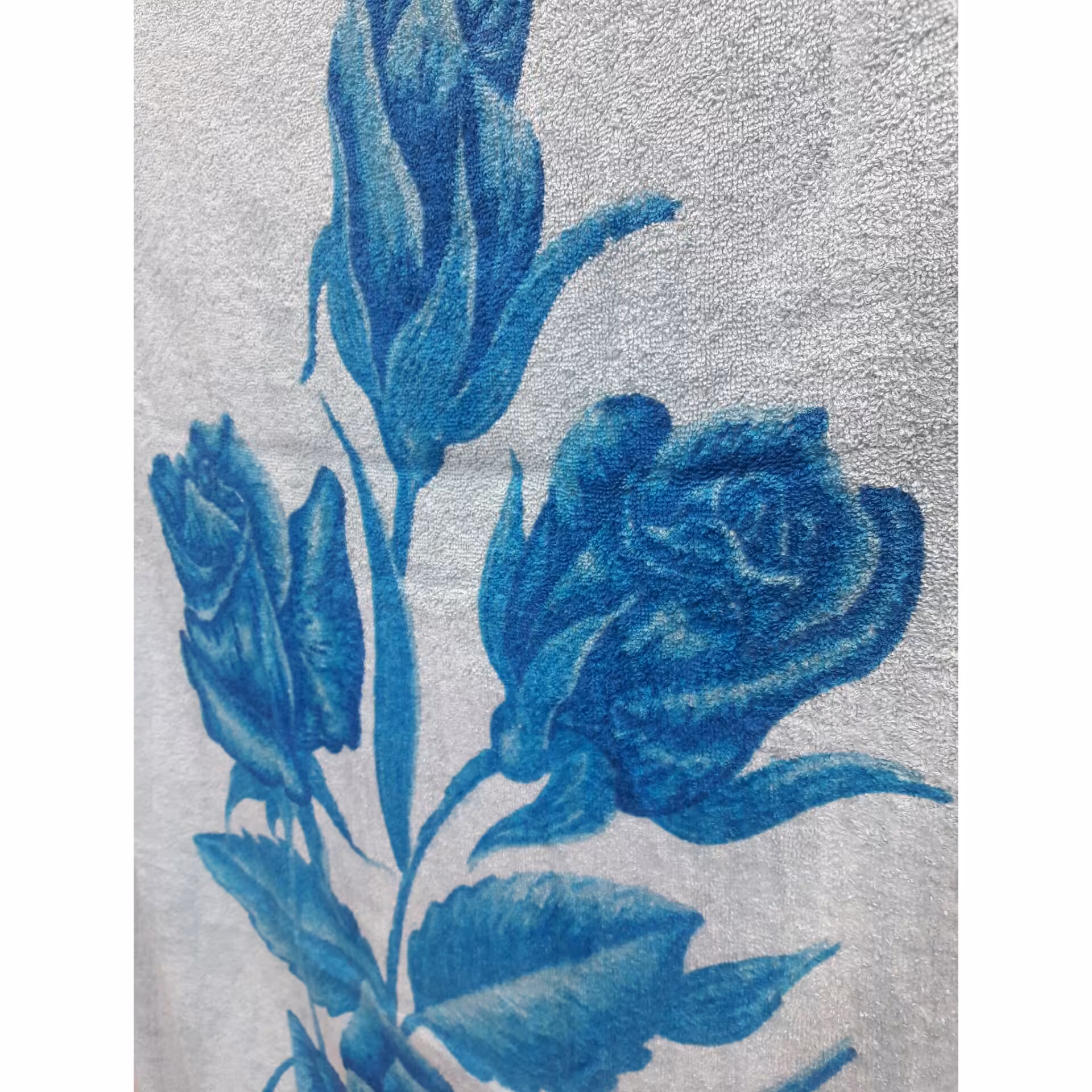 حوله حمامی ابعادی سایز بزرگ طرح رز رنگ آبی فیروزه ای