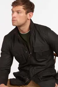 کاپشن مشکی مردانه ژاکت روغن کوربریج OL71 زیتون Barbour