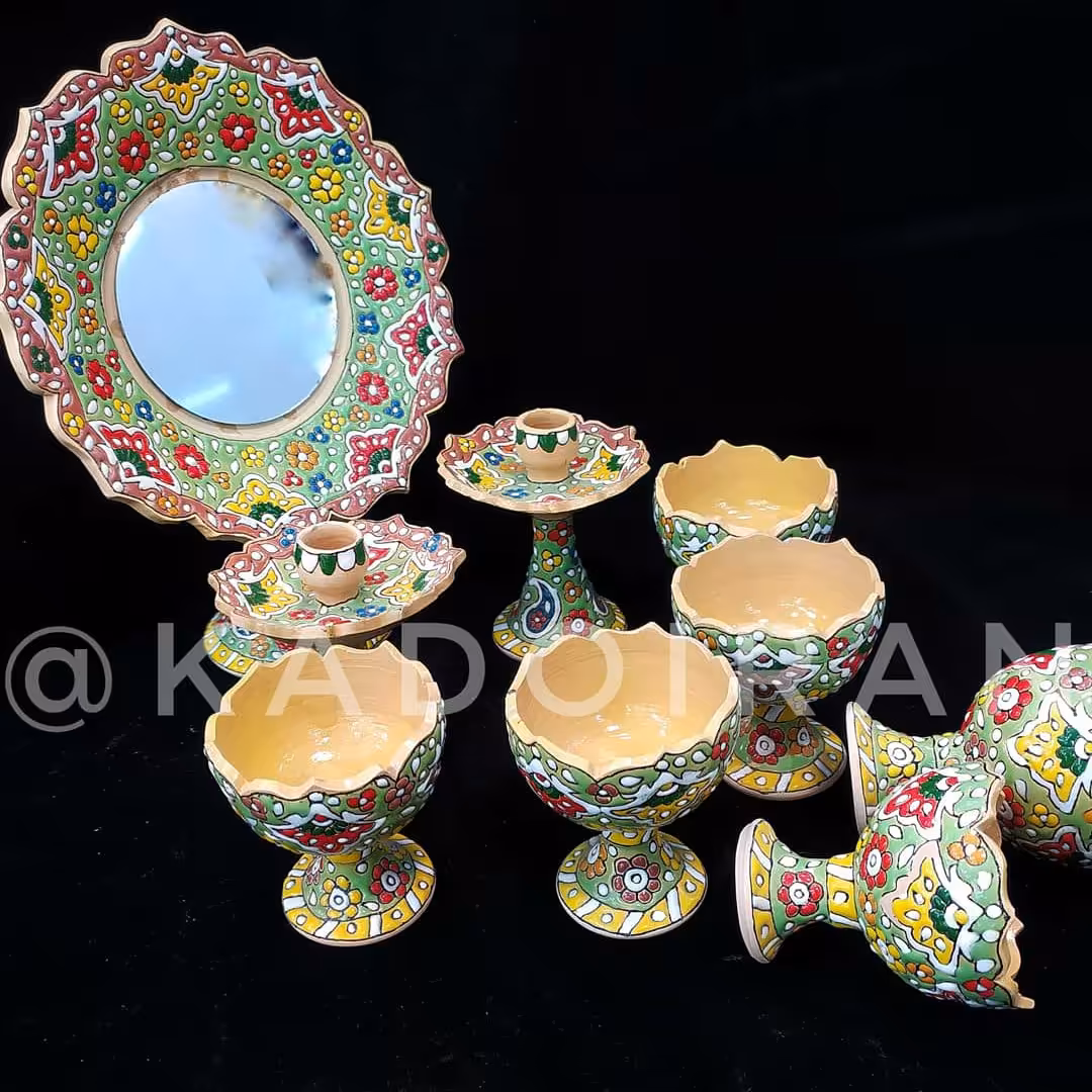 هفت سین سفالی میناکاری نه تکه