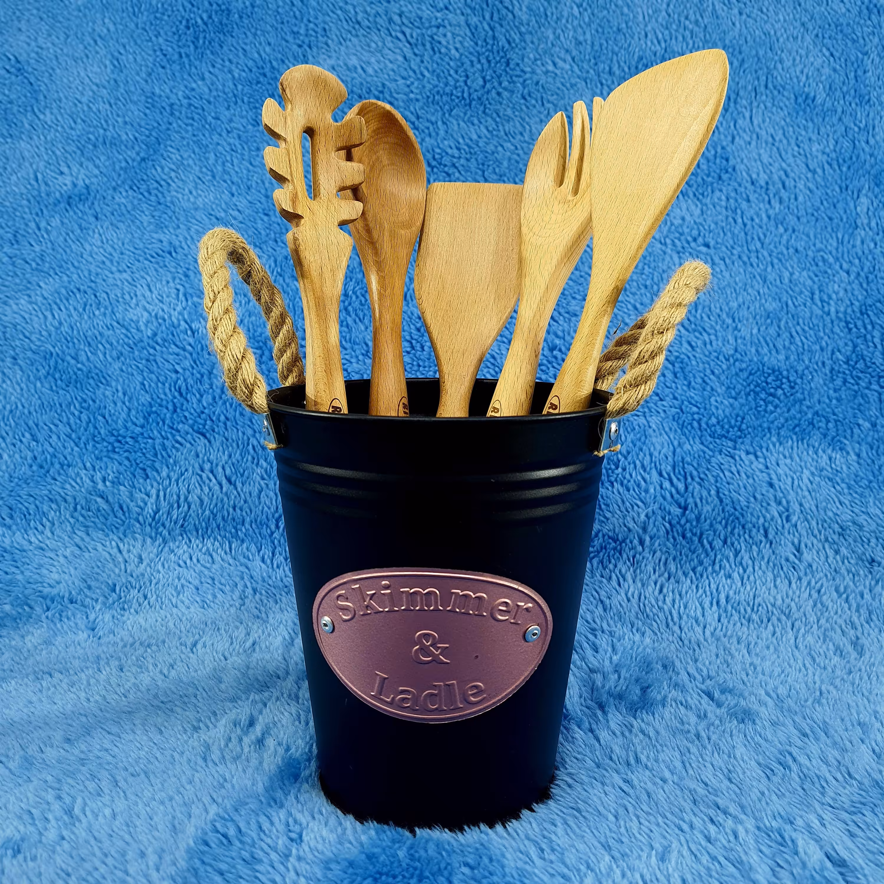 ست کفگیر ملاقه سیلیکونی سطلی رزگلد کد 8510