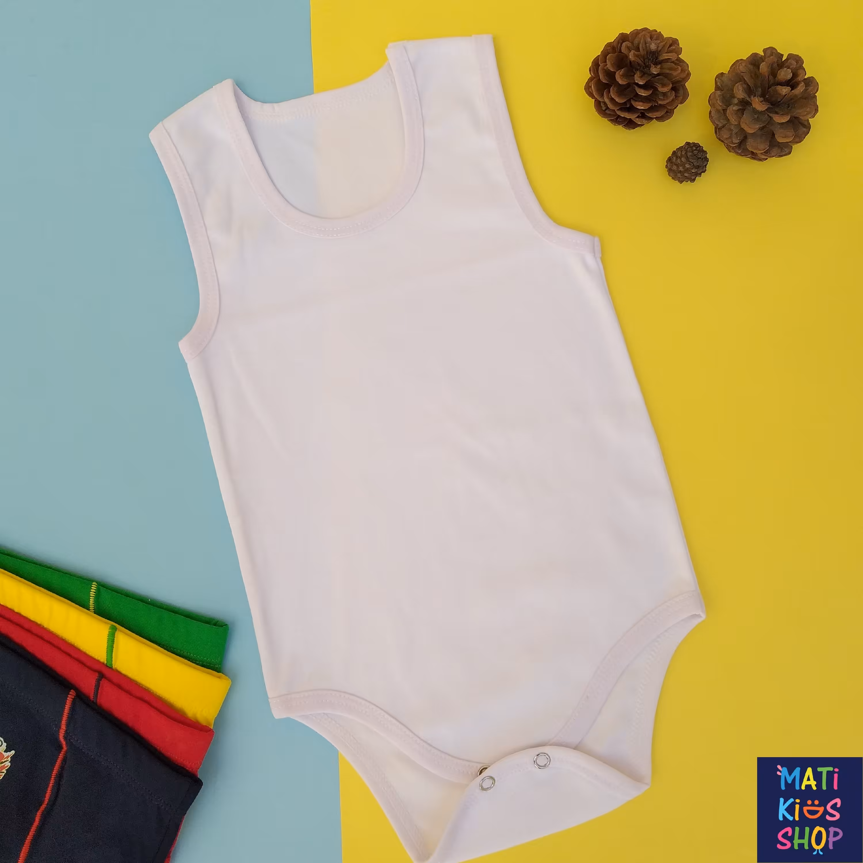 بادی- زیردکمه سفید ساده  تمام پنبه و ضد حساسیت 6 ماه تا 2 سال