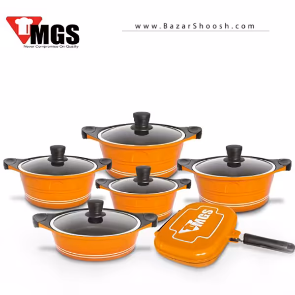 سرویس قابلمه 12 پارچه کف سرامیک رنگی MGS