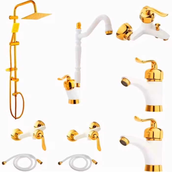 مجموعه 9 عددی شیر آلات قاجاری سفید طلا