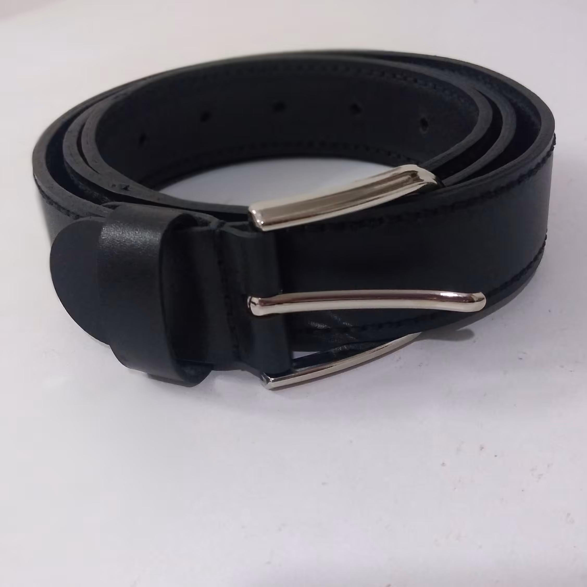 کمربند دولایه چرم طبیعی  گاوی مشکی 