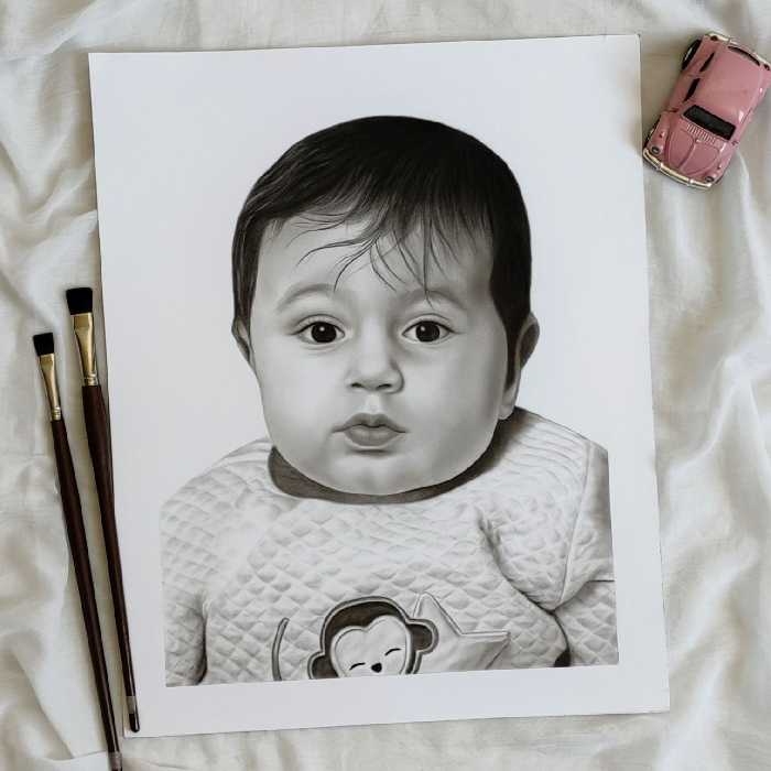 سفارش نقاشی چهره سیاه قلم هدیه 