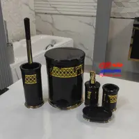 ست 5 پارچه سرویس بهداشتی هارمونی مدل رویا رنگ مشکی طلایی