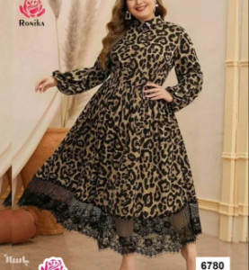 پیراهن ماکسی پلنگی سایز بزرگ کد 6780