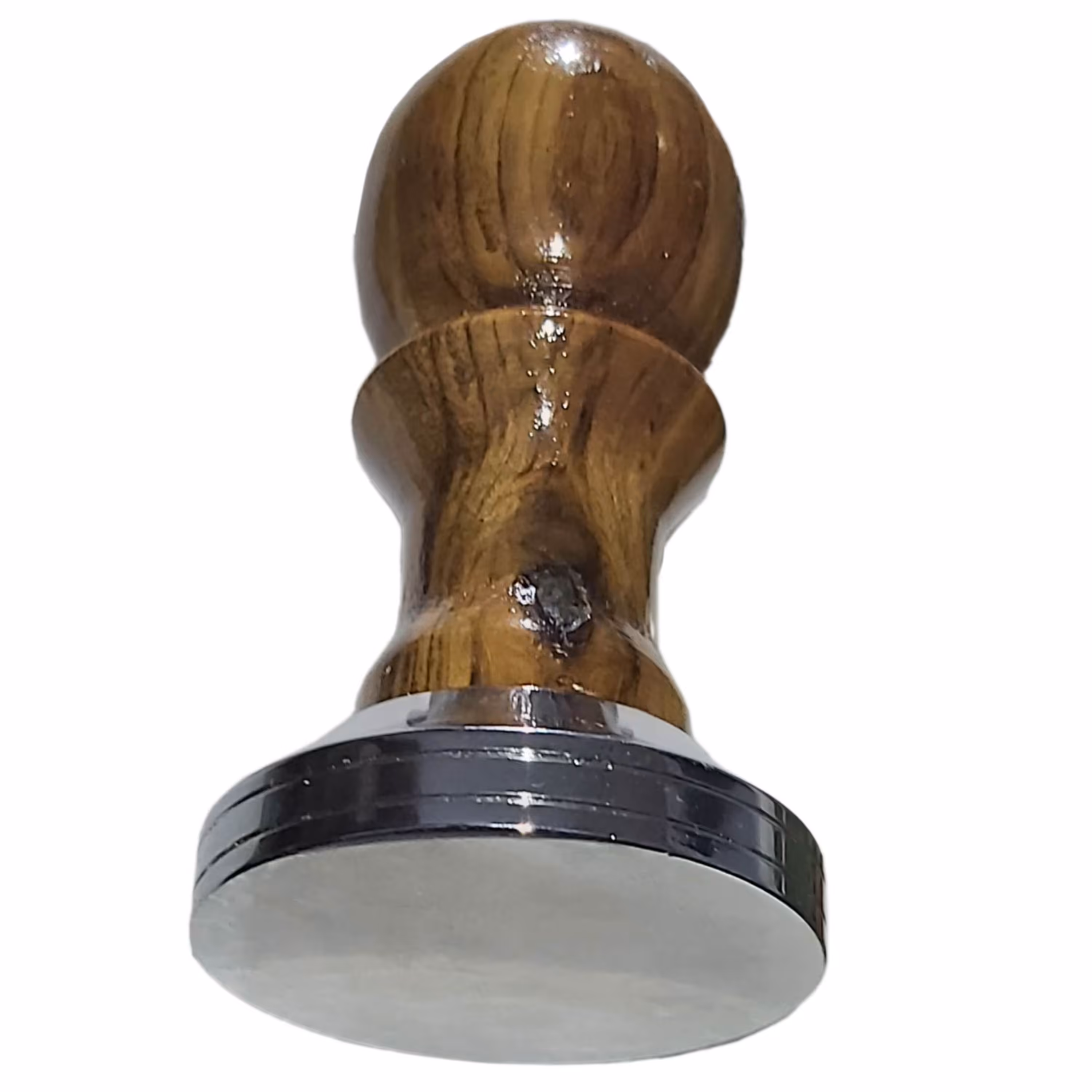 تمپر قهوه استیل با دسته چوبی براق سایز 51