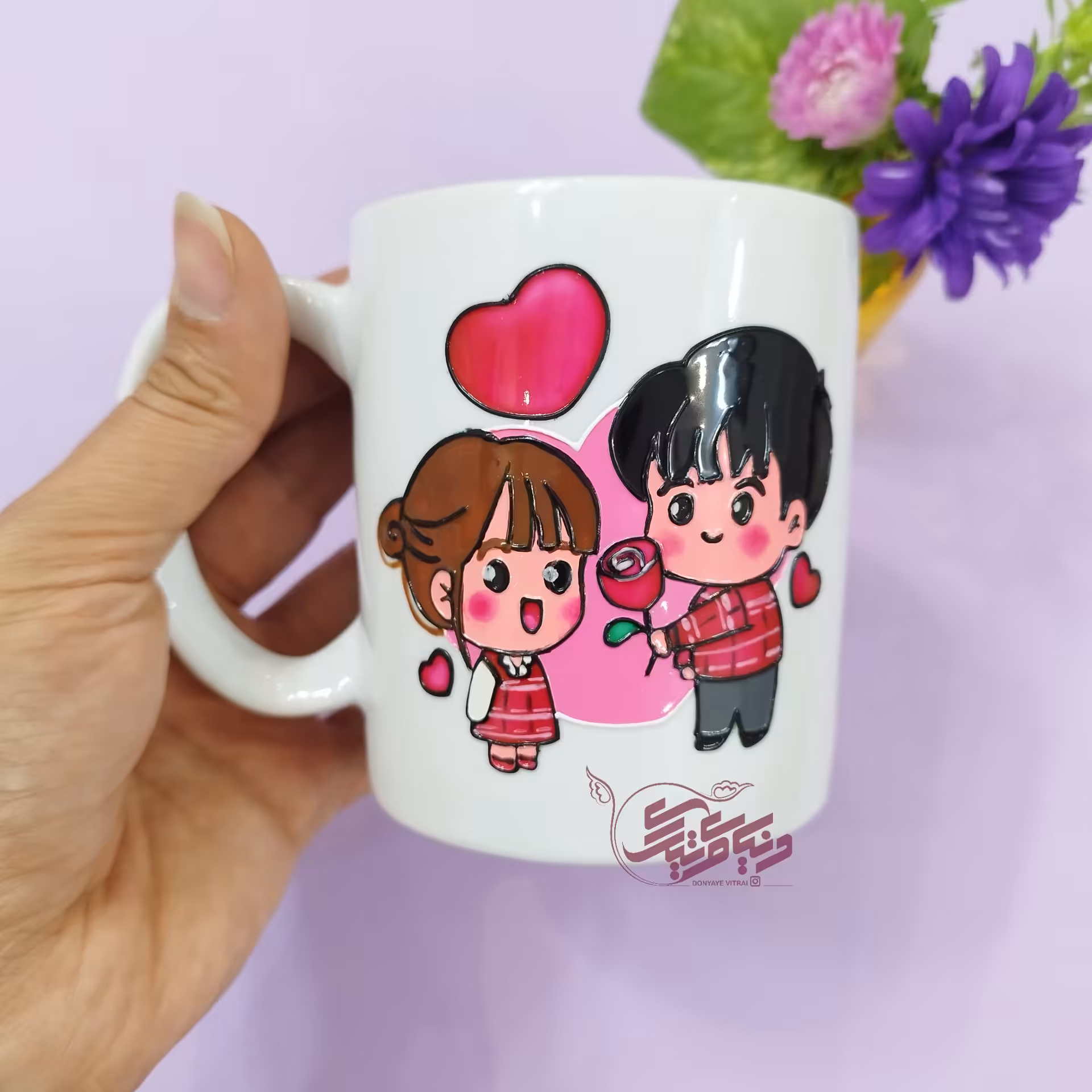 ماگ عاشقانه فانتزی هدیه گل رز، کادویی، سالگرد عقد و سالگرد ازدواج، کاملا مصرفی، ارسال رایگان