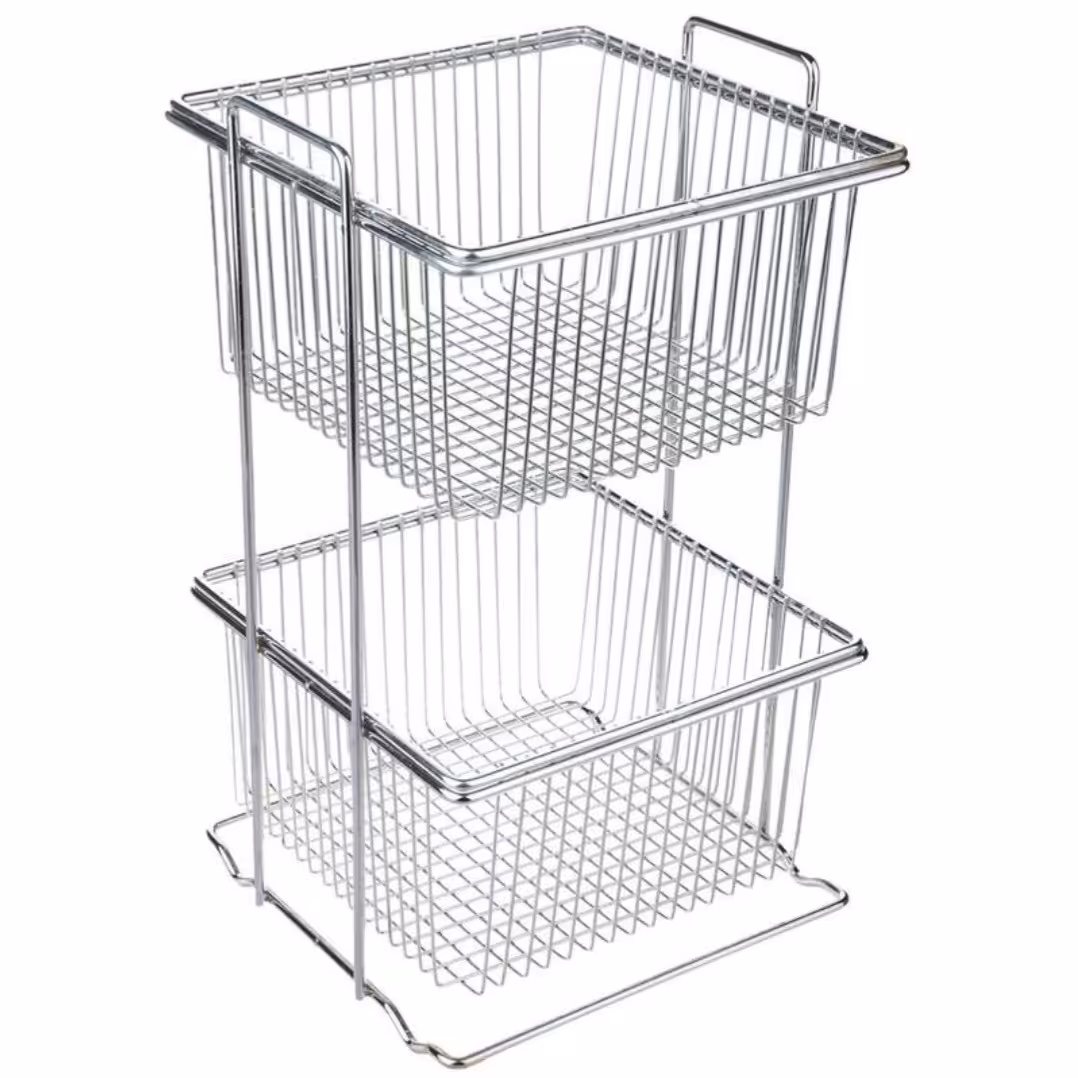 سبد سیب زمینی و پیاز دو طبقه استیل 