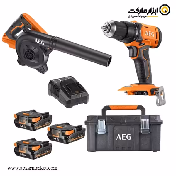 کیت دریل چکشی و بلوور شارژی AEG مدل BSB18G4-203 BGE18C2