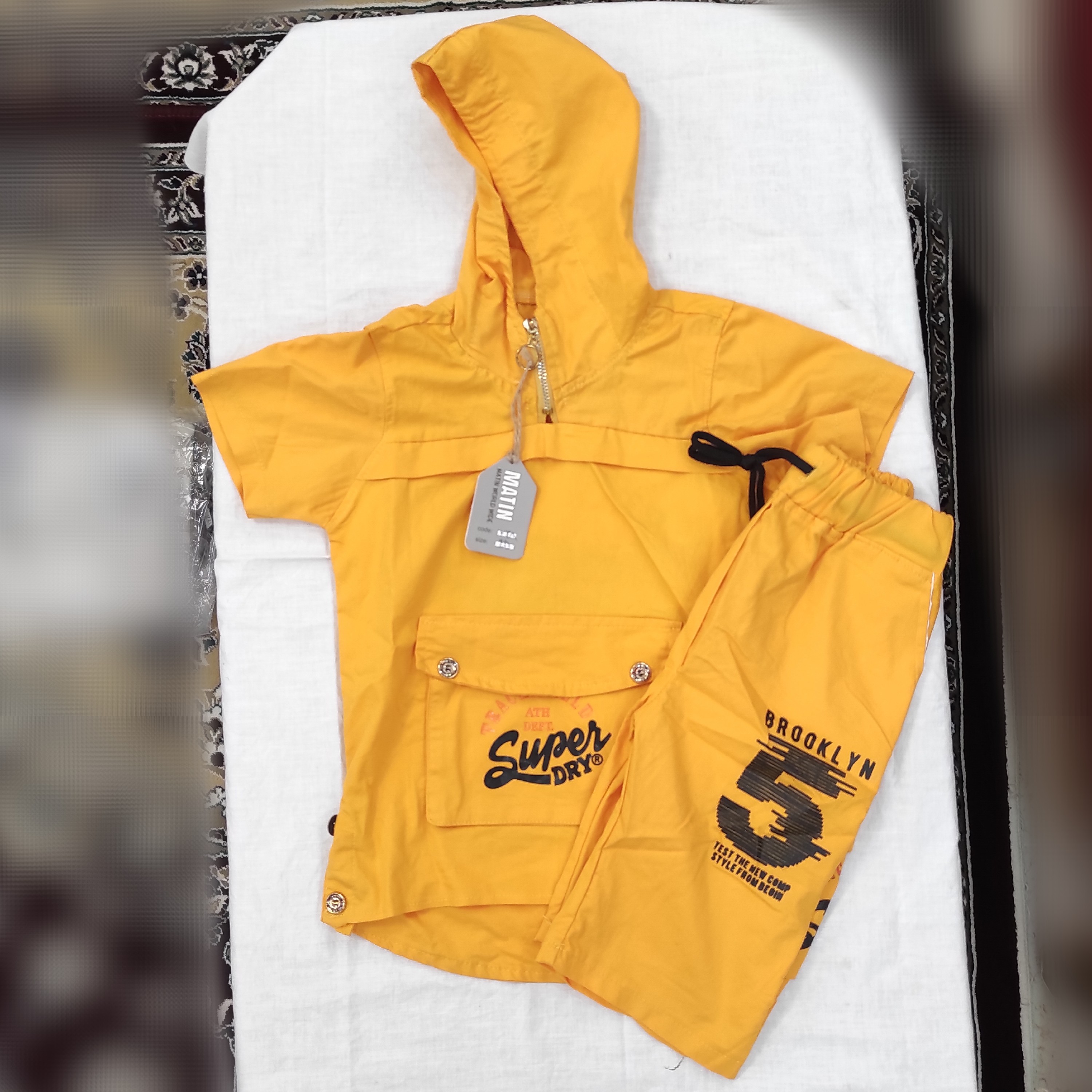 تیشرت و شلوارک کلاه دار  بچگانه