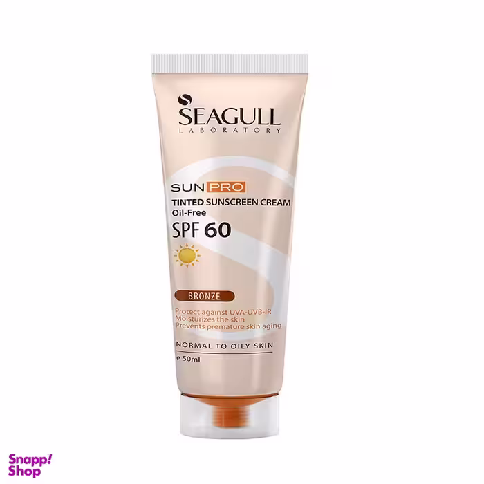 کرم ضد آفتاب سی گل (Seagull) رنگ برنز باSPF60 فاقد چربی مناسب پوست معمولی تا چرب