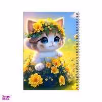دفتر مشق 100 برگ بامبیلیپ طرح گربه با تاج گل کد 2578231