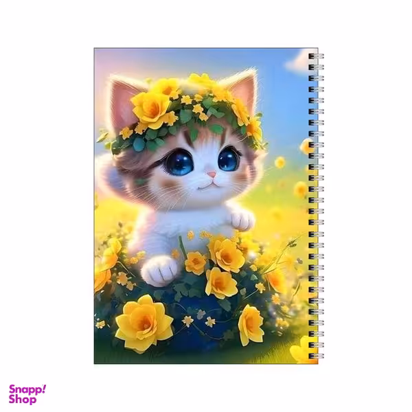 دفتر مشق 100 برگ بامبیلیپ طرح گربه با تاج گل کد 2578231