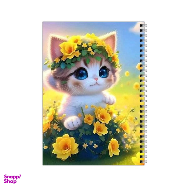 دفتر مشق 100 برگ بامبیلیپ طرح گربه با تاج گل کد 2578231