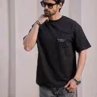 تیشرت ساده تک جیب گلدوزی نوشته