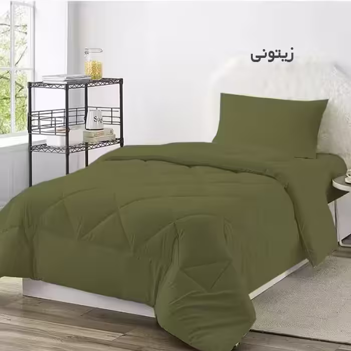 سرویس روتختی چیداری مدل تک رنگ یک نفره سه تکه رنگ زیتونی عرض 120