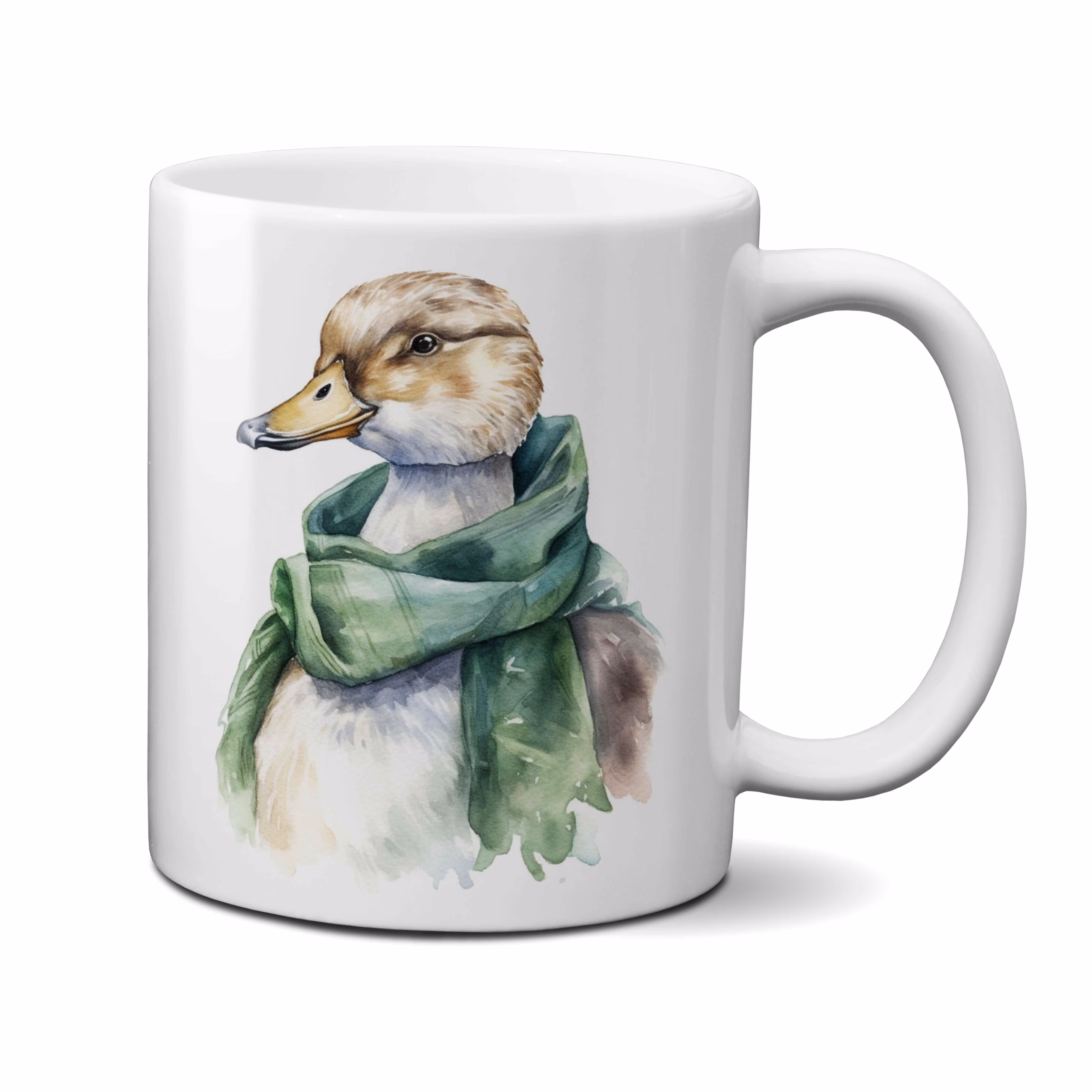 ماگ سرامیکی طرح نقاشی اردک با شال بامزه