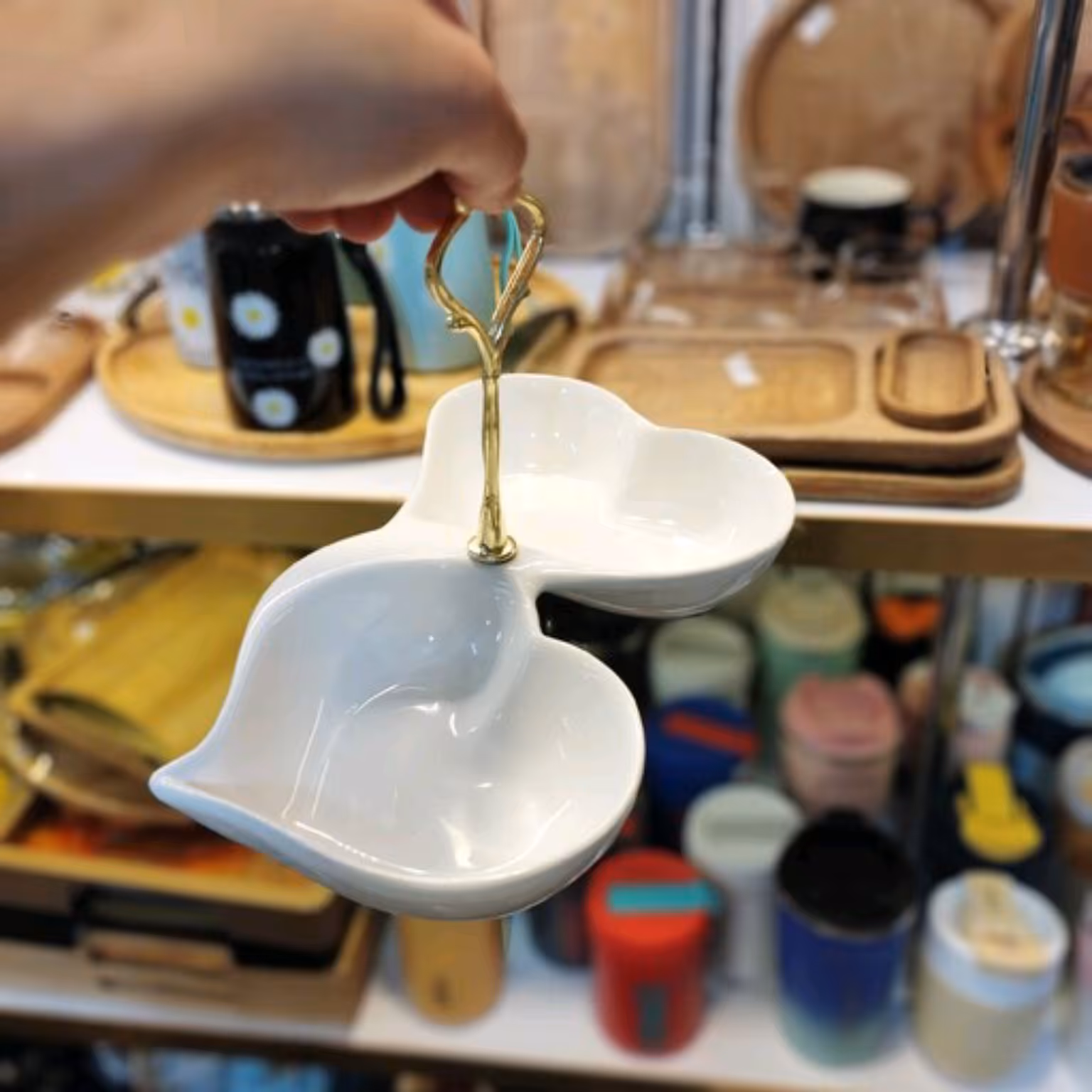 ظرف سرامیکی دسته دار طرح قلب 2خانه