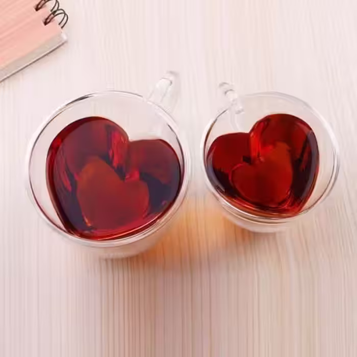 لیوان دوجداره قلبی یک عددی 