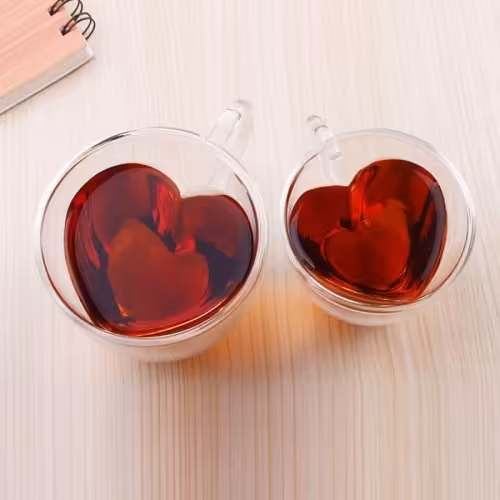 لیوان دوجداره قلبی یک عددی 