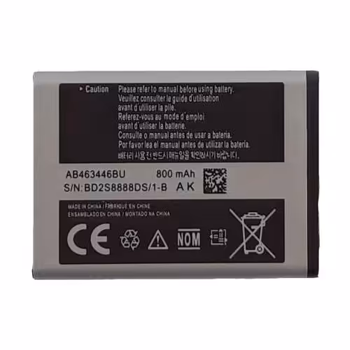 باتری موبایل مدل AB463446BU با ظرفیت 800 میلی آمپر ساعت مناسب برای گوشی سامسونگ E250