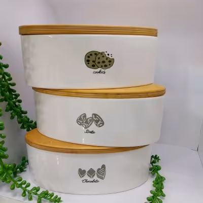 بانکه تنقلات سرامیکی درب چوبی