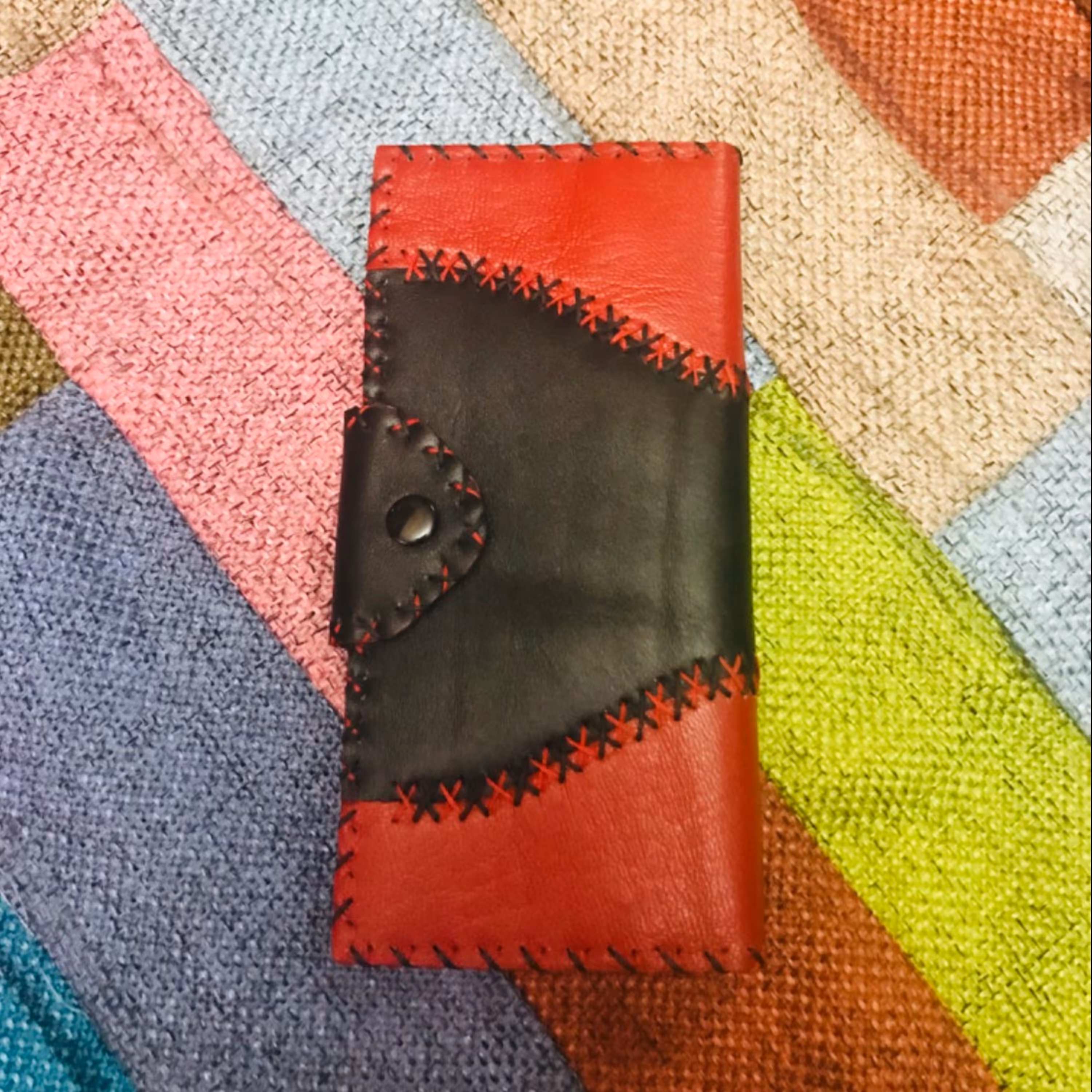 کیف پول تکه دوزی چرم طبیعی دستدوز46