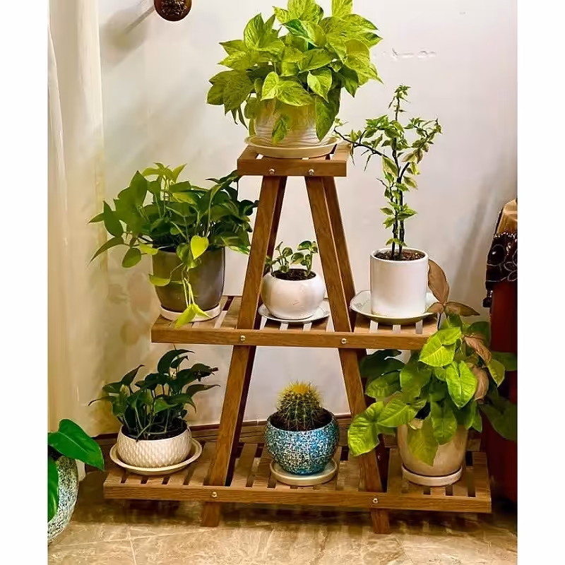 استند گلدان تمام چوب در طرح و ابعاد دلخواه شما 