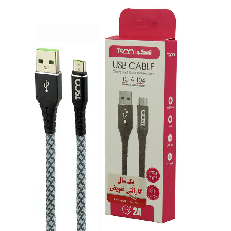 کابل تبدیل USB به MicroUSB تسکو مدل TC A104 طول 1 متر