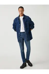 شلوار جین آبی مردانه Skinny Fit Michael Jean Koton