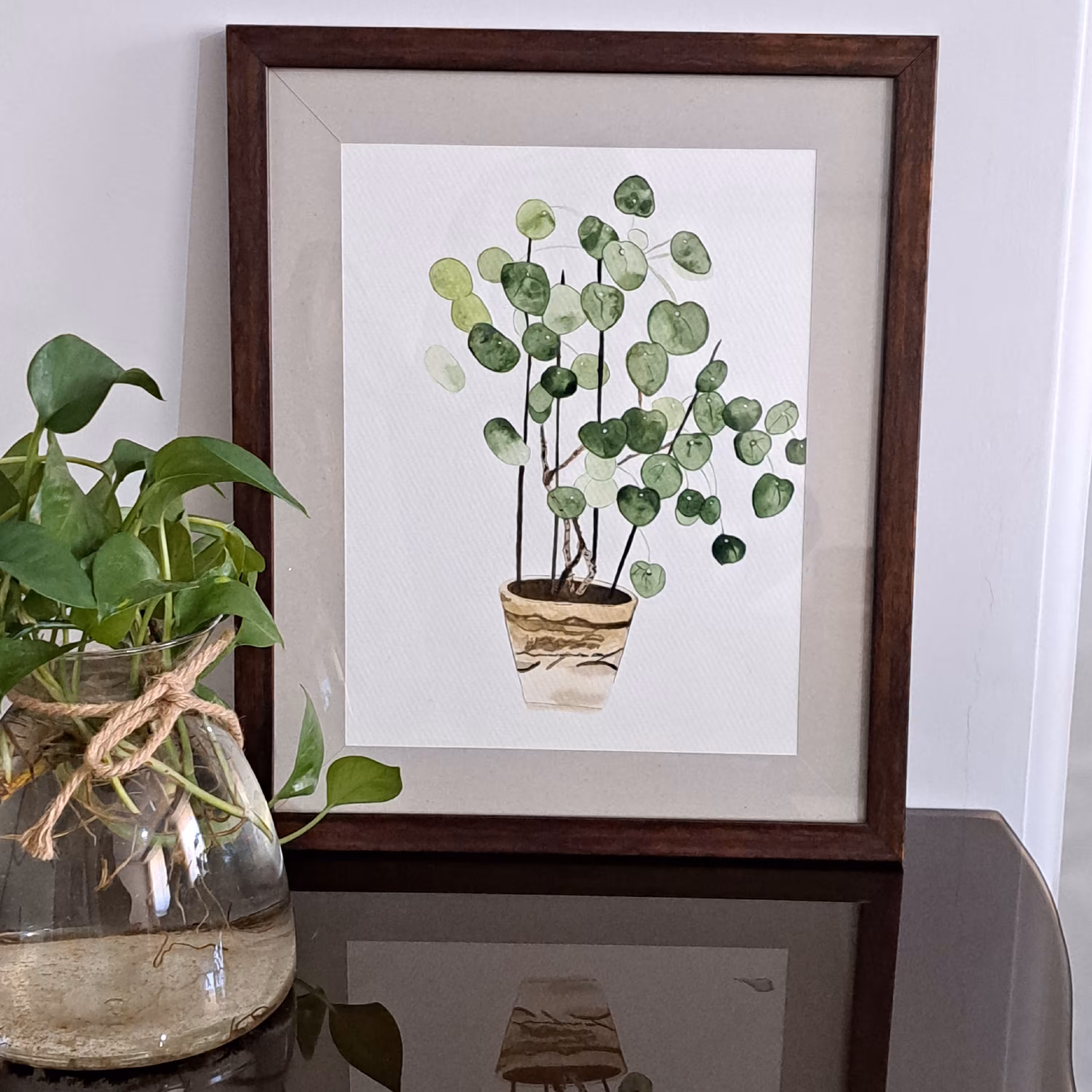 تابلو آبرنگ گلدان 