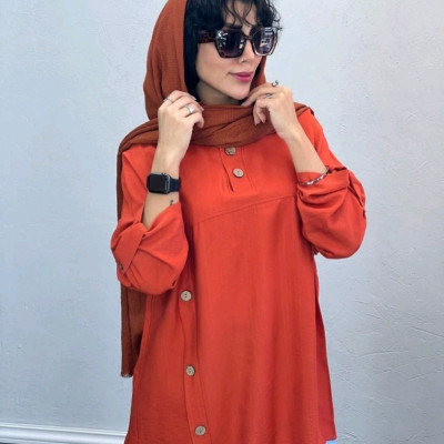 شومیز مانتویی دکمه‌چوبی بابوس