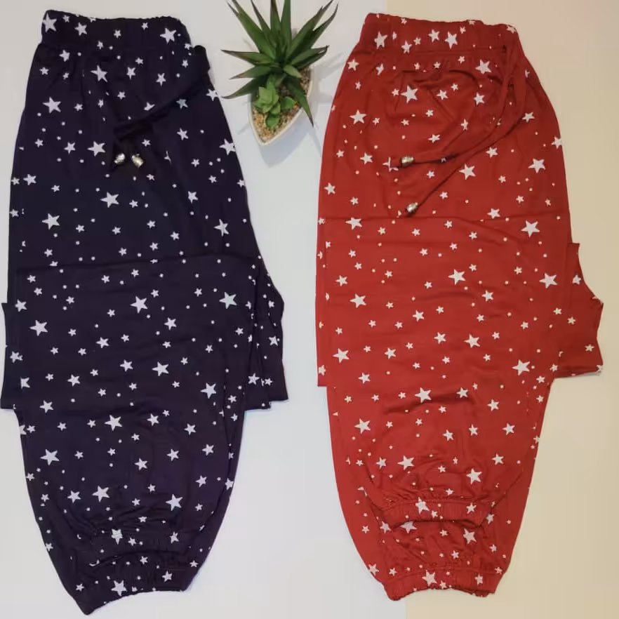 شلوار نخ و پنبه  مداد رنگی ستاره ای خونگی راحت و نرم و سبک مخصوص دختران شیک پوش