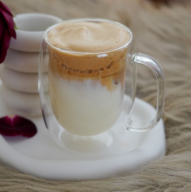 لیوان دوجداره پیرکس دسته دار ساخت چین بسته یک عددی