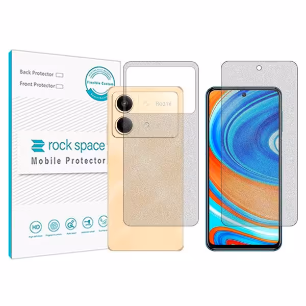 گلس صفحه نمایش و پشت گوشی شیائومی Redmi Note 13R Pro مدل نانو هیدروژل گیمینگ برند راک اسپیس کدSS