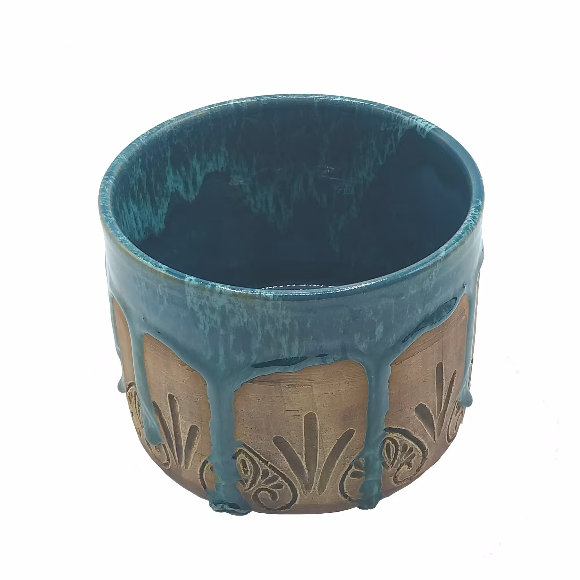 کاسه کوچک لعاب آبشاری جنس کار سفال 