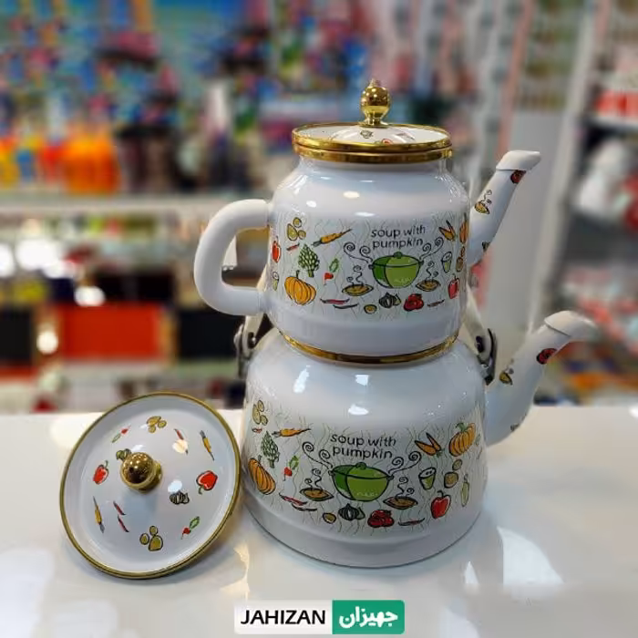 کتری و قوری لعابی لایت مدل Pumpkin