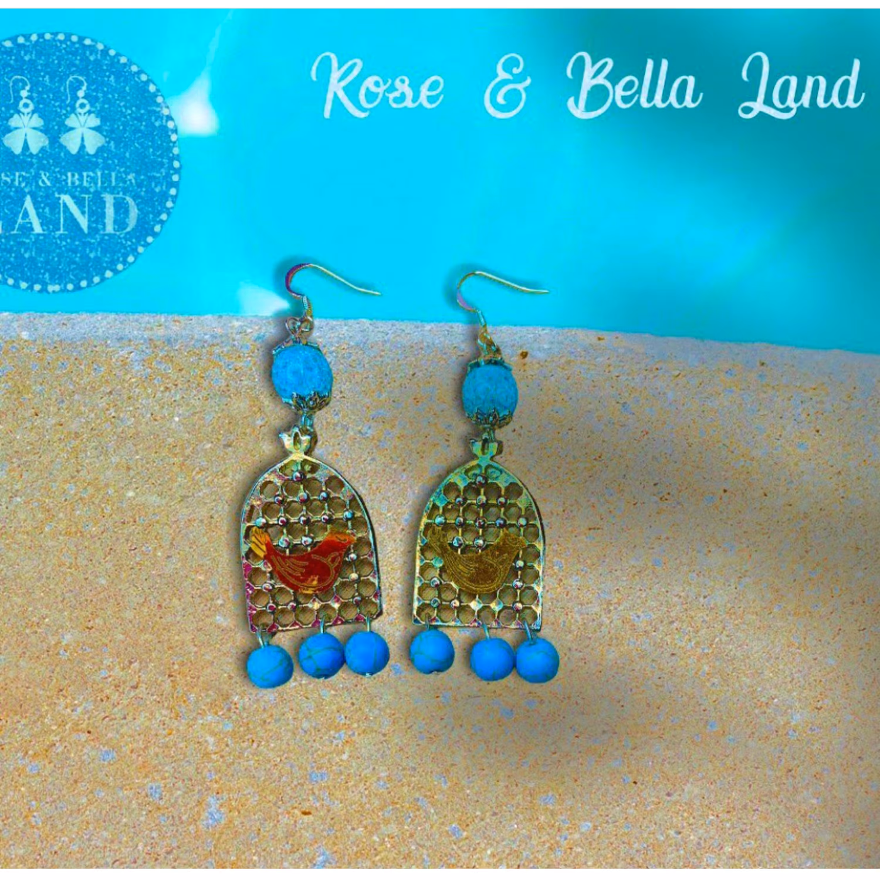 گوشواره ی آویز مرغ آمین