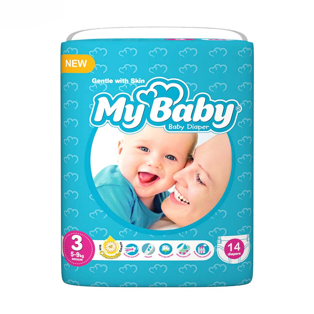 پوشک مای بیبی Mybaby سایز 3 بسته 14 عددی