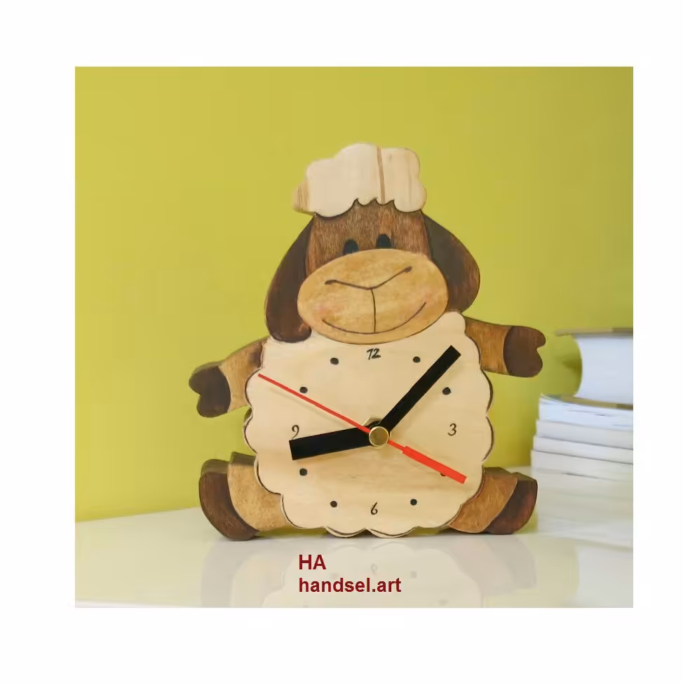 ساعت رومیزی چوبی (طرح بَبَیی بامزه)