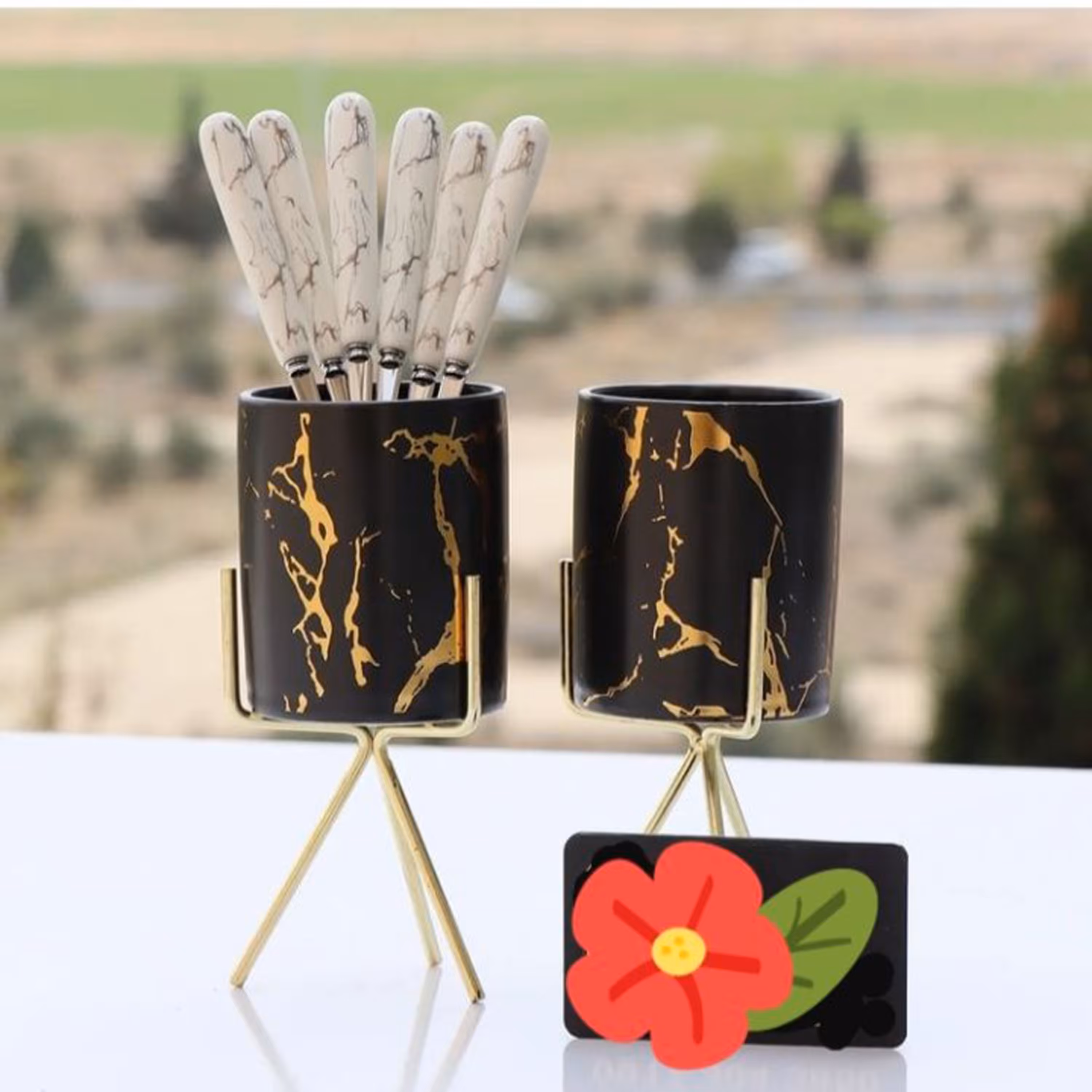 جاقاشقی مدل ماربل 3 پایه در ابعاد 18x8x8 سانتی متر رنگ مشکی