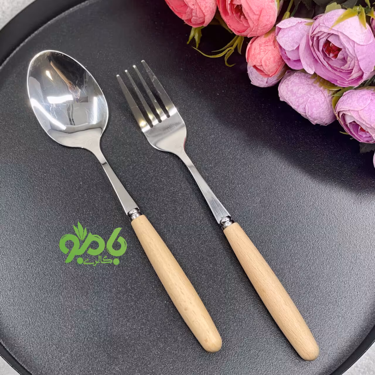 قاشق چنگال دسته چوبی